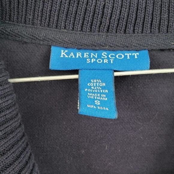 KAREN SCOTT SPORT Layered Navy Blue Top Womens Size Small S - Picture 3 of 5